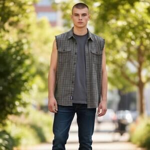 C.E. SCHMIDT Men’s XLT Gray Cutoff Sleeveless Dress Shirt
